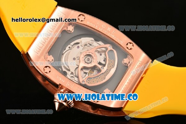 Richard Mille RM007 Miyoa 6T51 Automatic Rose Gold Case with Diamonds Dial and Yellow Rubber Strap - Click Image to Close